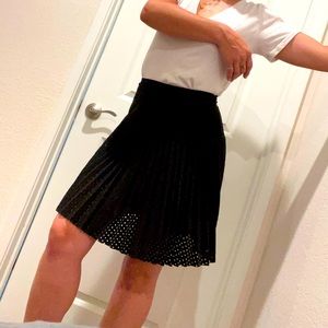 J Crew Laser-cut Black Knife-pleated Skirt